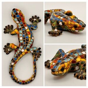 Vibrant Mosaic Gecko Lizard Fridge Magnet